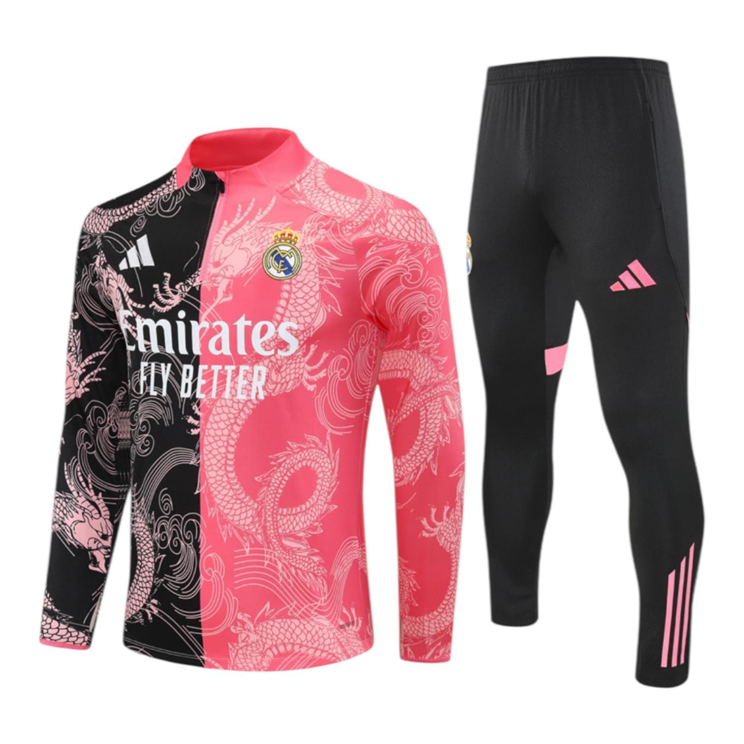 25/26 Real Madrid Tracksuit Pink/Black Dragon