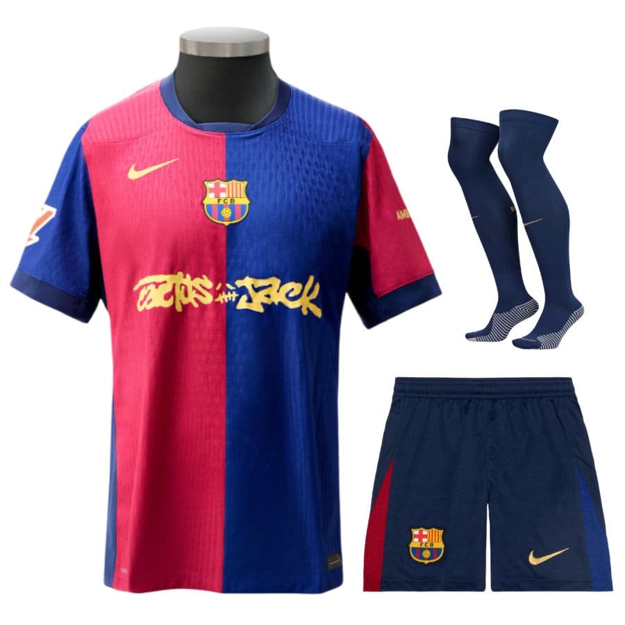 KIT CALCIO BAMBINO BARCELLONA CASA TRAVIS SCOTT 2024-2025