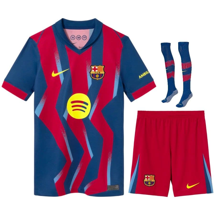 KIT CALCIO BAMBINO BARCELLONA QUARTA 2025-2026