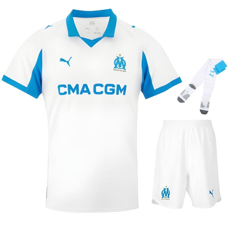 KIT CALCIO BAMBINO OLYMPIQUE MARSIGLIA CASA 2025-2026